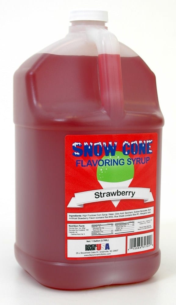 Winco Unclassified Each Winco Benchmark 72006 Shaved Ice Snow Cone Syrup 1 Gallon Strawberry