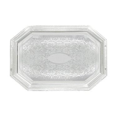 Winco Unclassified Each Winco CMT-1420 Octagonal Chrome Plated Serving Tray 14 x 20 with Gadroon Edge | Denson CFE