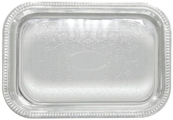 Winco Unclassified Each Winco CMT-1812 Chrome Plated Oblong Serving Tray 18 Inch x 12.5 Inch Traditional Engraved Edge | Denson CFE