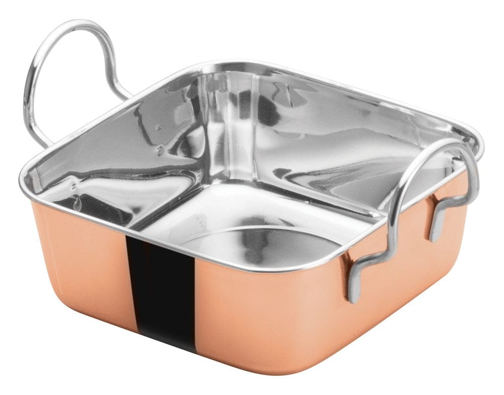 Winco Unclassified Each Winco DDSB-202C Mini Roasting Pan Copper Plated 5-3/16 Inch Square 24 Ounce | Denson CFE