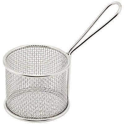 Winco Unclassified Each Winco FBM-32R Mini Fry Basket Round Dishwasher Safe Stainless Steel 3.75 Inch Diameter 2.875 Inch Height | Denson CFE
