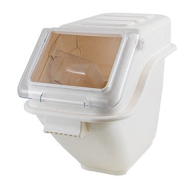 Winco Unclassified Each Winco IB-5S 5 Gallon Shelf Ingredient Bin with Transparent Lid and Dedicated Scoop Clip | Denson CFE