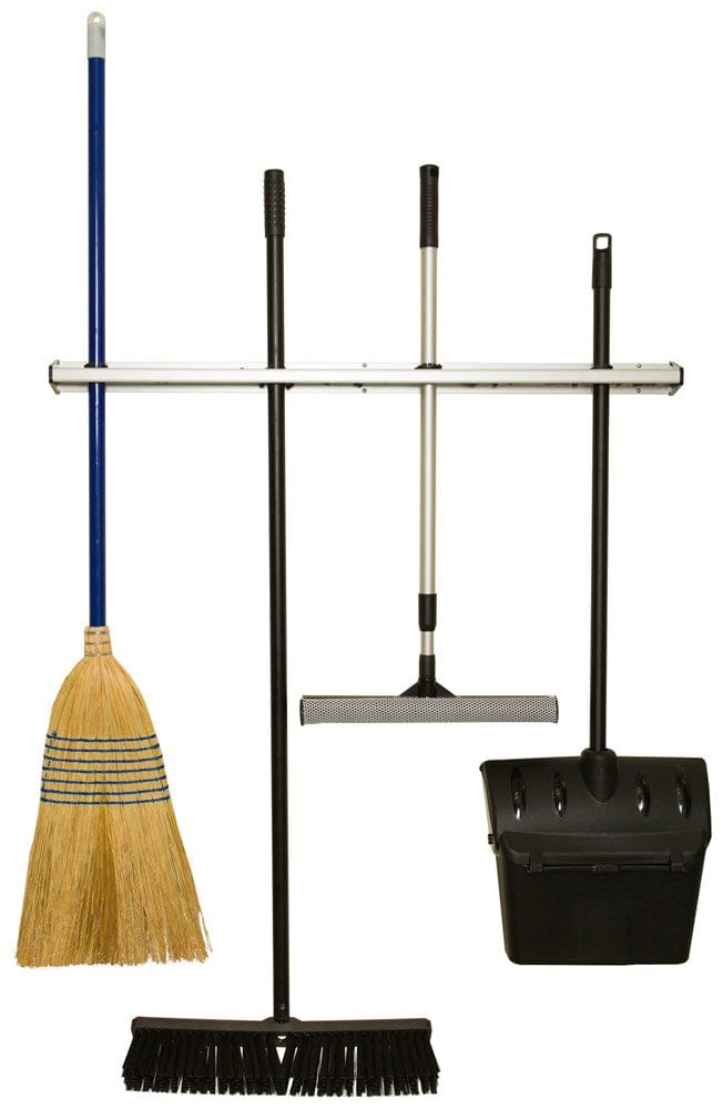 Winco Unclassified Each Winco MHH-36 36 Inch Mop and Broom Rack with Rubber Bristles Aluminum | Denson CFE