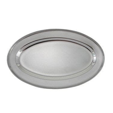 Winco Unclassified Each Winco OPL-14 Oval Serving Platter 14 Inch x 8.75 Inch Heavy Stainless Steel | Denson CFE