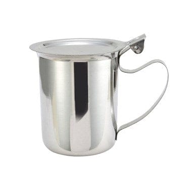 Winco Unclassified Each Winco SCT-10F 10 Ounce Stainless Steel Creamer Server with Stackable Cover and Handle | Denson CFE