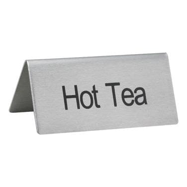 Winco Unclassified Each Winco SGN-101 Hot Tea Beverage Tent Sign Stainless Steel | Denson CFE