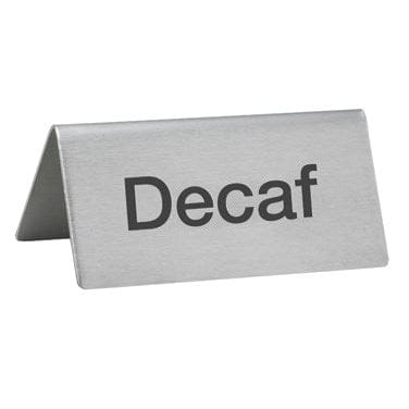 Winco Unclassified Each Winco SGN-102 Stainless Steel Decaf Beverage Tent Sign | Denson CFE