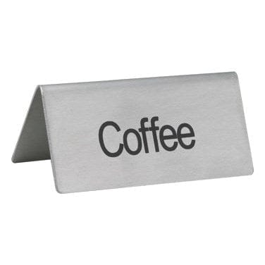 Winco Unclassified Each Winco SGN-103 Coffee Tent Sign Stainless Steel 3 x 1.5 x 1.25 | Denson CFE
