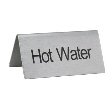 Winco Unclassified Each Winco SGN-104 Hot Water Beverage Tent Sign Stainless Steel | Denson CFE