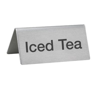 Winco Unclassified Each Winco SGN-105 Stainless Steel Iced Tea Beverage Tent Sign 3 x 1.5 x 1.25 | Denson CFE