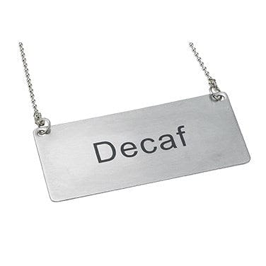 Winco Unclassified Each Winco SGN-202 Decaf Beverage Chain Sign Stainless Steel 3-1/2 Inches Long 1-3/4 Inches Wide 12 Inch Chain | Denson CFE