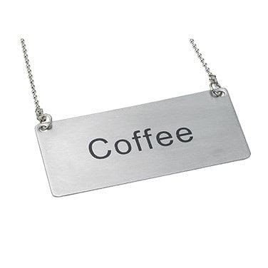 Winco Unclassified Each Winco SGN-203 Stainless Steel Coffee Chain Sign 3.5 Inch Long x 1.75 Inch Wide | Denson CFE