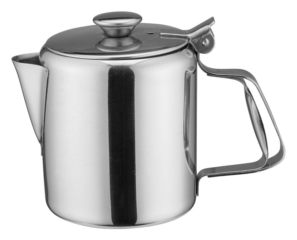 Winco Unclassified Each Winco W612 12 Ounce Short Spout Stainless Steel Beverage Server with Hinged Top and Handle | Denson CFE