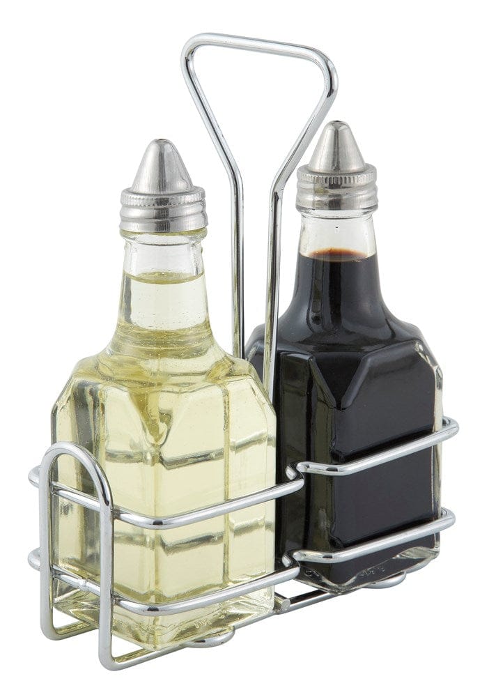 Winco Unclassified Each Winco WH-3 Chrome Plated Cruet Rack for Two 6 Ounce Oil and Vinegar Bottles | Denson CFE