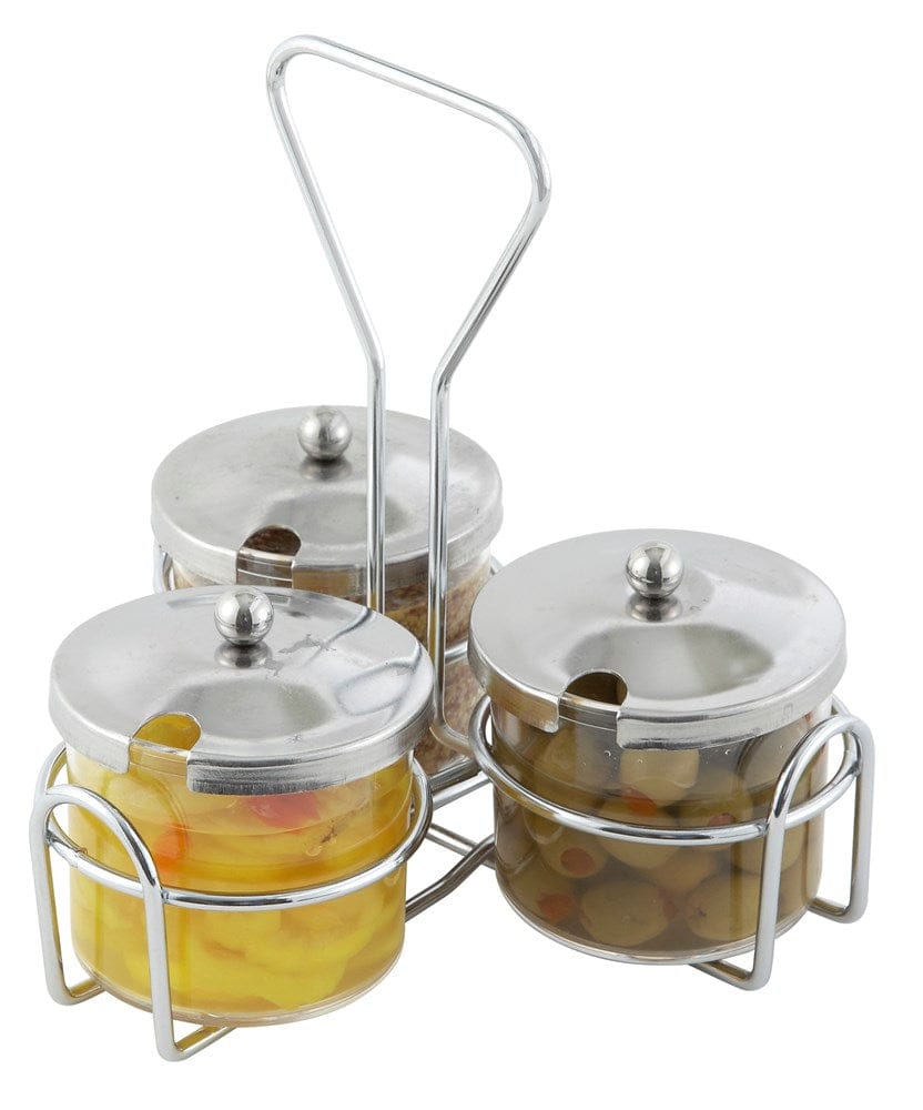 Winco Unclassified Each Winco WH-4 Chrome Plated Cruet Rack for Condiment Jars | Denson CFE