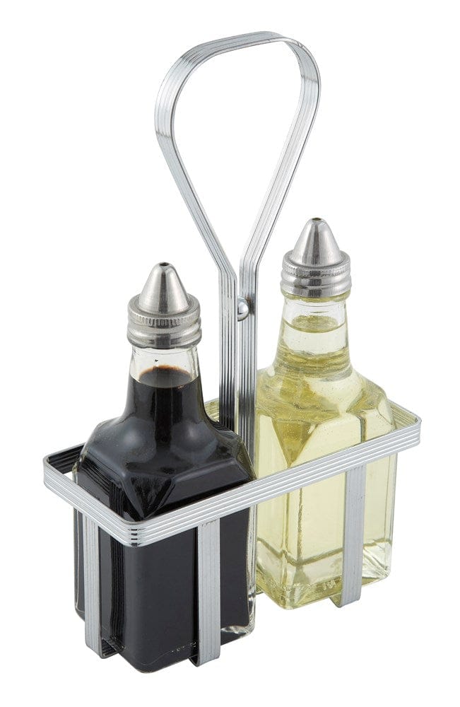 Winco Unclassified Each Winco WH-5 Chrome Plated Cruet Rack for 6 Ounce Oil and Vinegar Bottles | Denson CFE