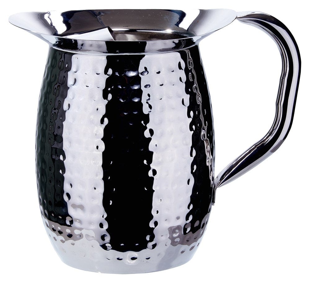 Winco Unclassified Each Winco WPB-2CH 2 Qt. Bell Pitcher w/ Ice Catcher, Hammered, S/S