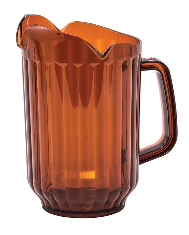 Winco Unclassified Each Winco WPCT-60A 60 Ounce Amber Polycarbonate Three Spout Beverage Pitcher | Denson CFE