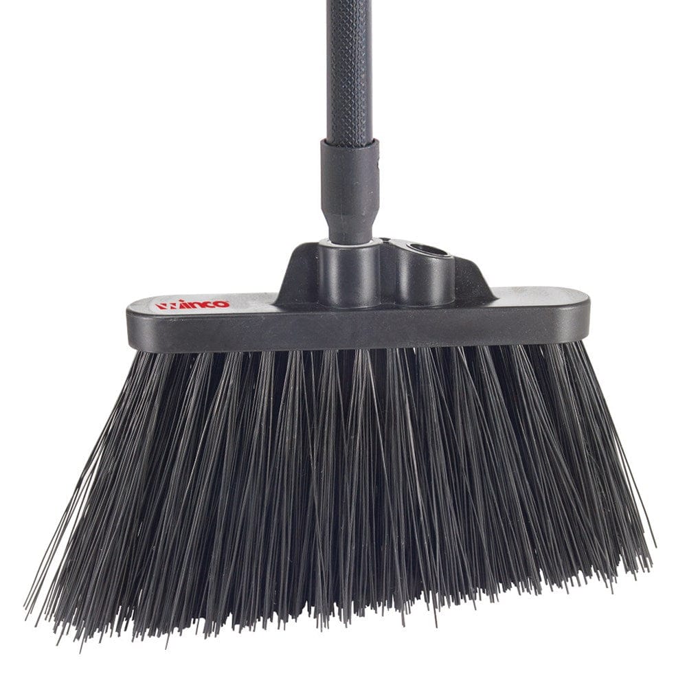 Winco Unclassified Set / Black Winco BRAU-9K-H Heavy Duty Angle Broom Set with 48 Inch Fiberglass Handle and Black Bristles | Denson CFE