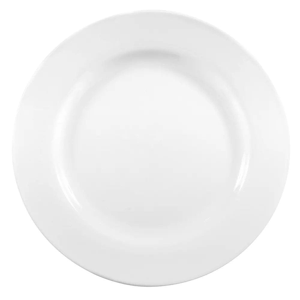 World Tableware Canada Dinnerware 1 Doz / Porcelain World Tableware 840-438R-10 10 1/2" Porcelain Plate w/ Wide Rim & Rolled Edge, Bright White, Porcelana