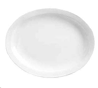 World Tableware Canada Dinnerware 2 Doz World Tableware 840-520N-9 9 3/4" x 7 3/8" Oval Porcelana Platter - Porcelain, Bright White