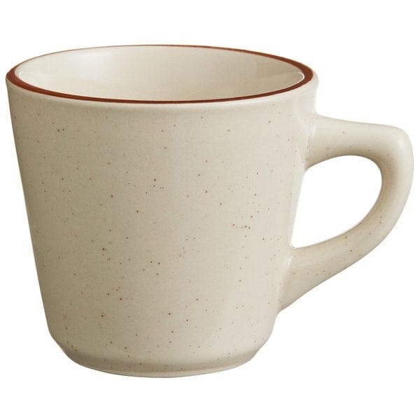 World Tableware Canada Dinnerware 3 Doz / Stoneware / White World Tableware DSD-1 Desert Sand Cup - Speckled, (1) Brown Band