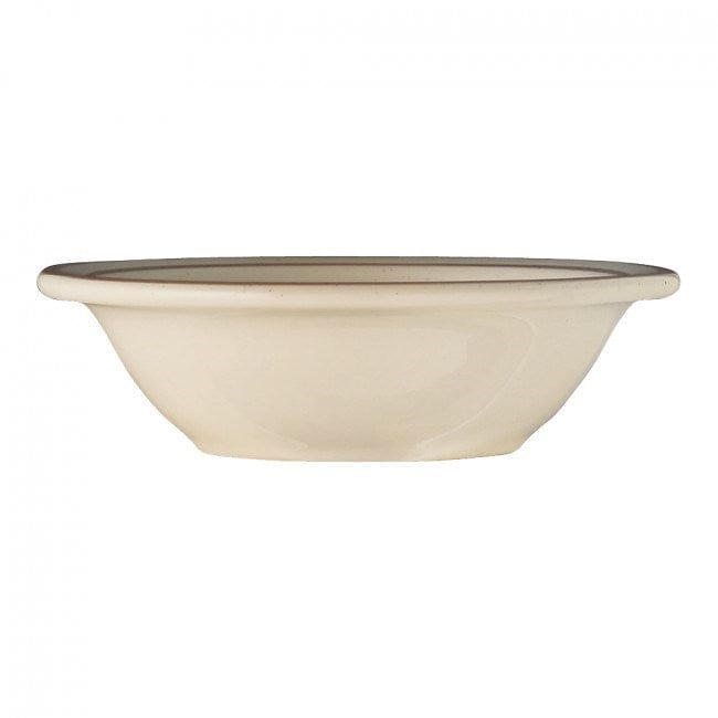 World Tableware Canada Dinnerware 3 Doz / Stoneware / White World Tableware DSD-10 6 5/8" Desert Sand Grapefruit Bowl - Speckled, (2) Brown Bands