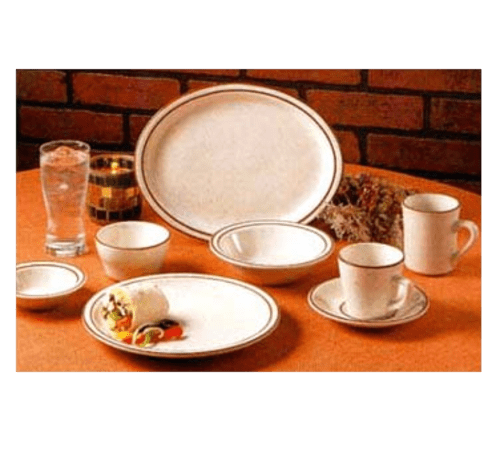 World Tableware Canada Dinnerware 3 Doz / Stoneware World Tableware DSD-2 6" Desert Sand Saucer - Speckled, (2) Brown Bands