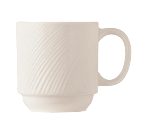 World Tableware Canada Drinkware Case World Tableware BO-1114 11 1/2 oz Basics Orbis Mug - Stackable, Porcelain, Bright White