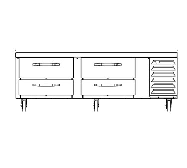 Beverage Air Commercial Chef Bases Each Worktop Cook Stand Refrigerator, two-section, 72", W, 11.1 c