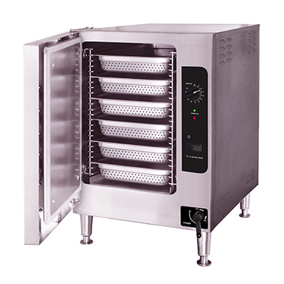Cleveland Range Equipment Each Cleveland Range 22CET6.1 Single SteamChef 6 ENERGY STAR Certified 6 Full-Size Pan Capacity Counter Model Electric Boilerless Convection Steamer With Adjustable 4" Legs, 240V 1-phase 12 kW