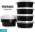 Denson CFE Unclassified Case Plastic Containers with Lids Regular 7" 24 Oz 150 Sets - Disposable Reusable Food Containers Meal Prep Bowls - Plastic Food Storage Containers with Lids - Lunch Containers