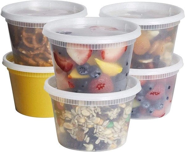ECONO WHOLESALE Unclassified Case Food Storage Containers with Lids 32 oz, 240 Sets Freezer Deli Cups Combo Pack, BPA-Free Leakproof Round Clear Takeout Container Meal Prep Microwavable.