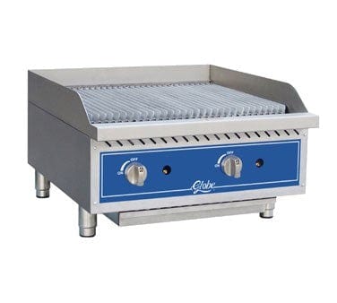 Globe Commercial Grills Each Globe GCB24G-RK 24” Wide Gas Lava Rock Charbroiler With Adjustable Grates - 80,000 BTU
