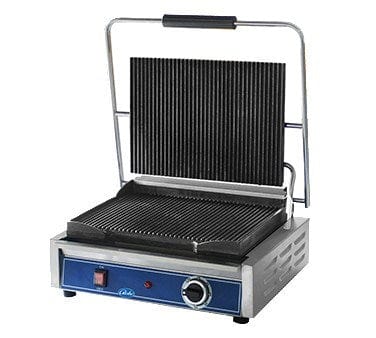 Globe Commercial Grills Each Globe GPG1410 14" x 10" Grooved Cast Iron Top And Bottom Panini Sandwich Grill - 120V / 1800W