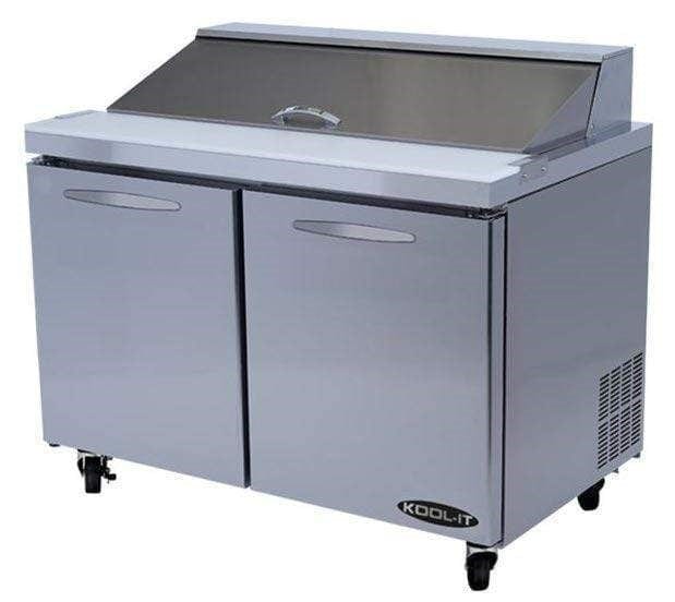 Kool-It Refrigerated Prep Tables Each Kool-It  Sandwich / Salad Prep Unit, two-section, 13.1 cu. ft. capacity, 48-2/5"W x 33-1/10"D x 44-1/5"H, 33-40° temperature range