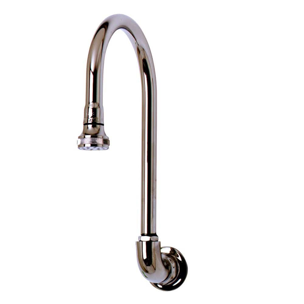 T&S Brass Plumbing Each Spout, rigid gooseneck, wall mounted,1/2" IPS female inlet, 5-1/2" spread, 10-1/2"H, 4-3/4" clearance, rose spray, flange dia. 2"