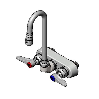 T&S BRASS Plumbing Each T&S B-1115-132X Wall Mount Workboard Faucet with 4" Centers, 2 7/8" Gooseneck Spout, Escutcheon and Tailpieces
